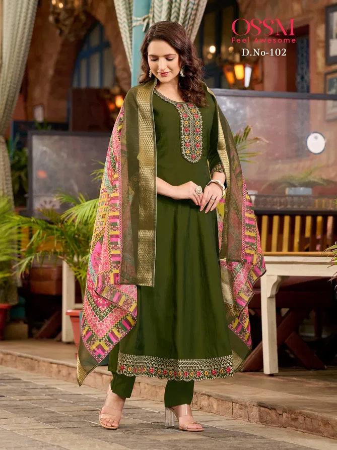 Resham By Ossm Roman Silk Anarkali Kurti With Bottom Dupatta Wholesale Shop In Surat